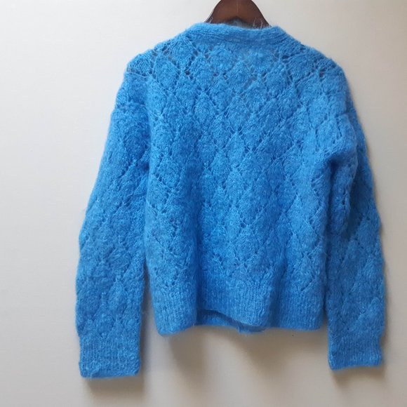 Vintage handmade blue wool sweater - Picture 4 of 4